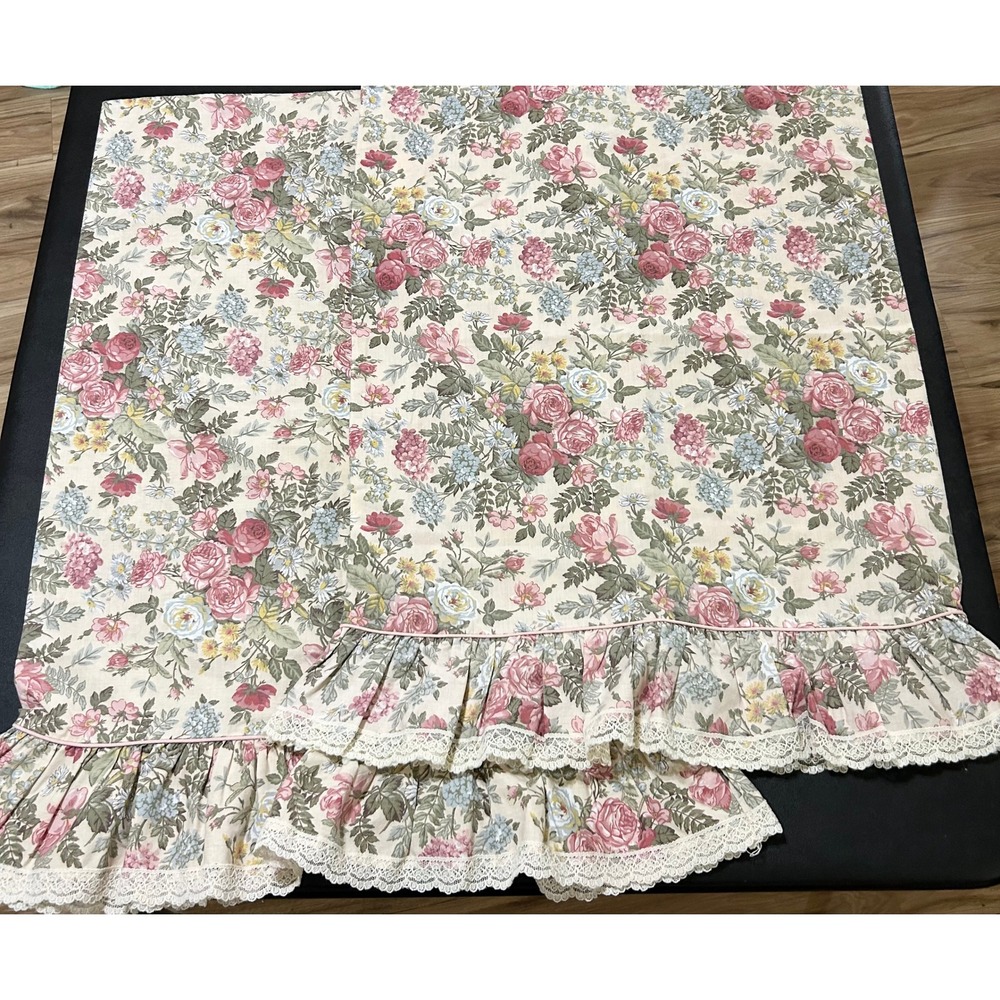 VTG‎ Croscill Floral Pillowcase Set/2 Standard English Country Cottage Rose USA